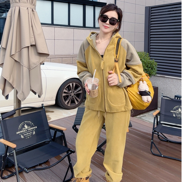 2025奥粒绒情侣可外穿运动秋冬新款双面复合简约休闲家居服套装