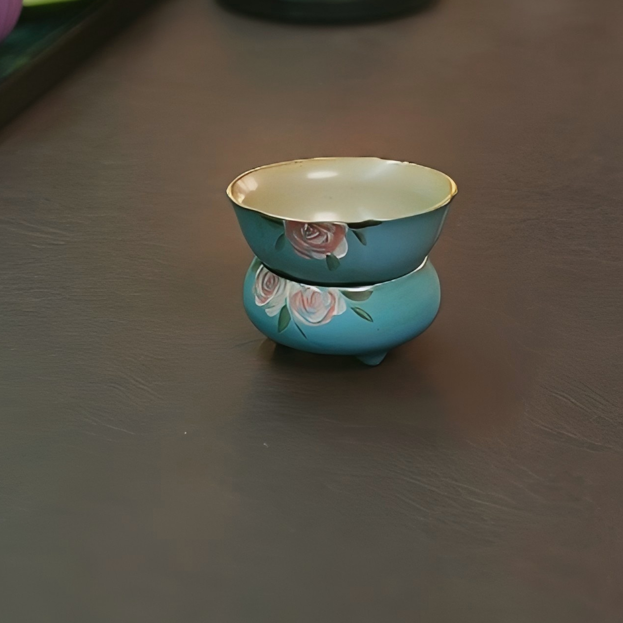 玫瑰花仿古手绘釉下彩功夫茶具家用陶瓷茶具茶滤