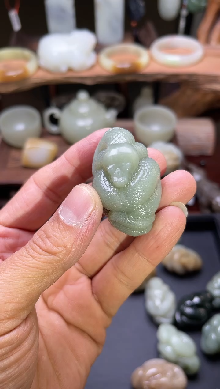 【闪购商品】和田玉手把未镶嵌且末蓝 灵蛇