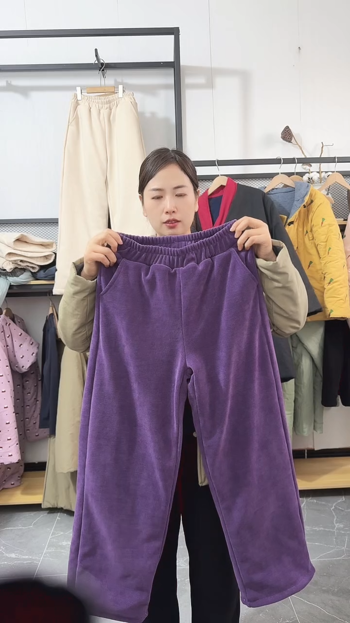 紫色,M棉花裤子，加厚