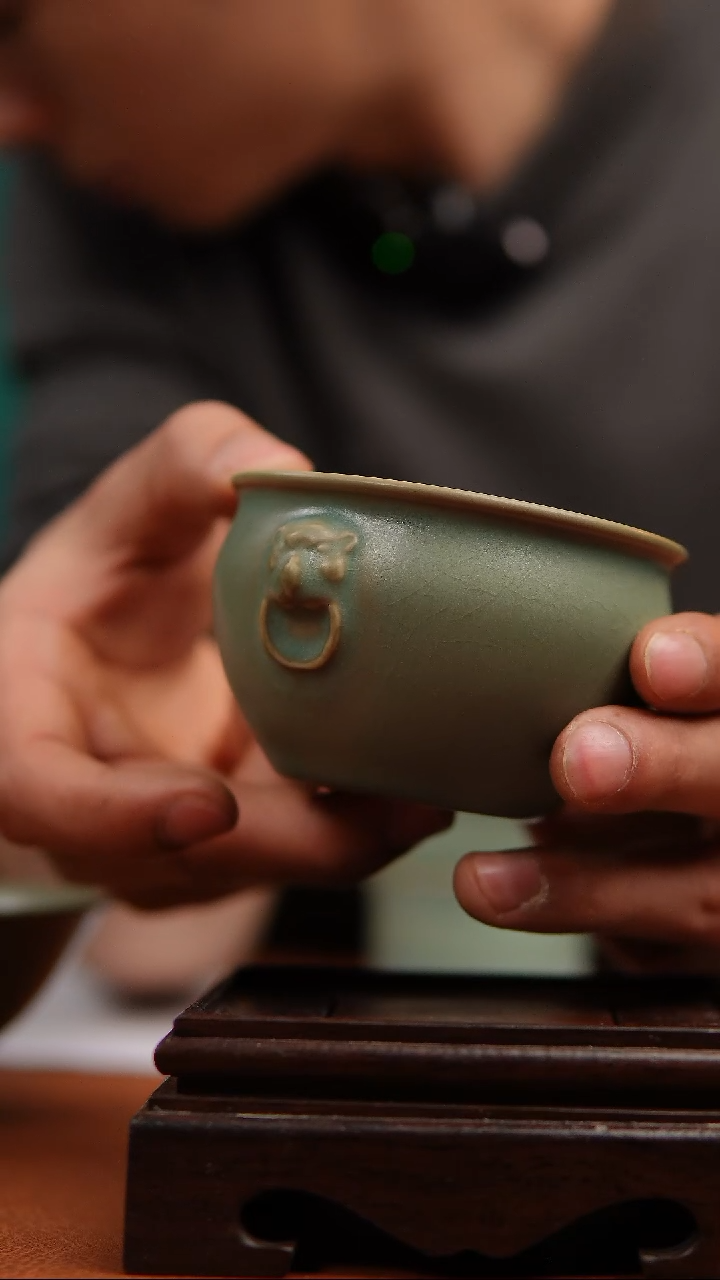 【闪购商品】瓷片原矿汝瓷柴烧主人杯微瑕