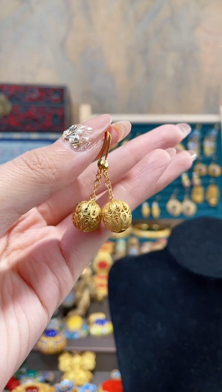 【闪购商品】 非遗绝技花丝镶嵌耳环