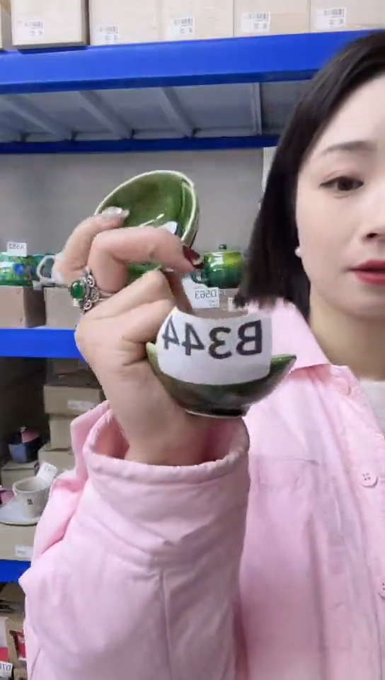 【闪购商品】瓷片高端灶师窑瓷器B344小碟两只 绿