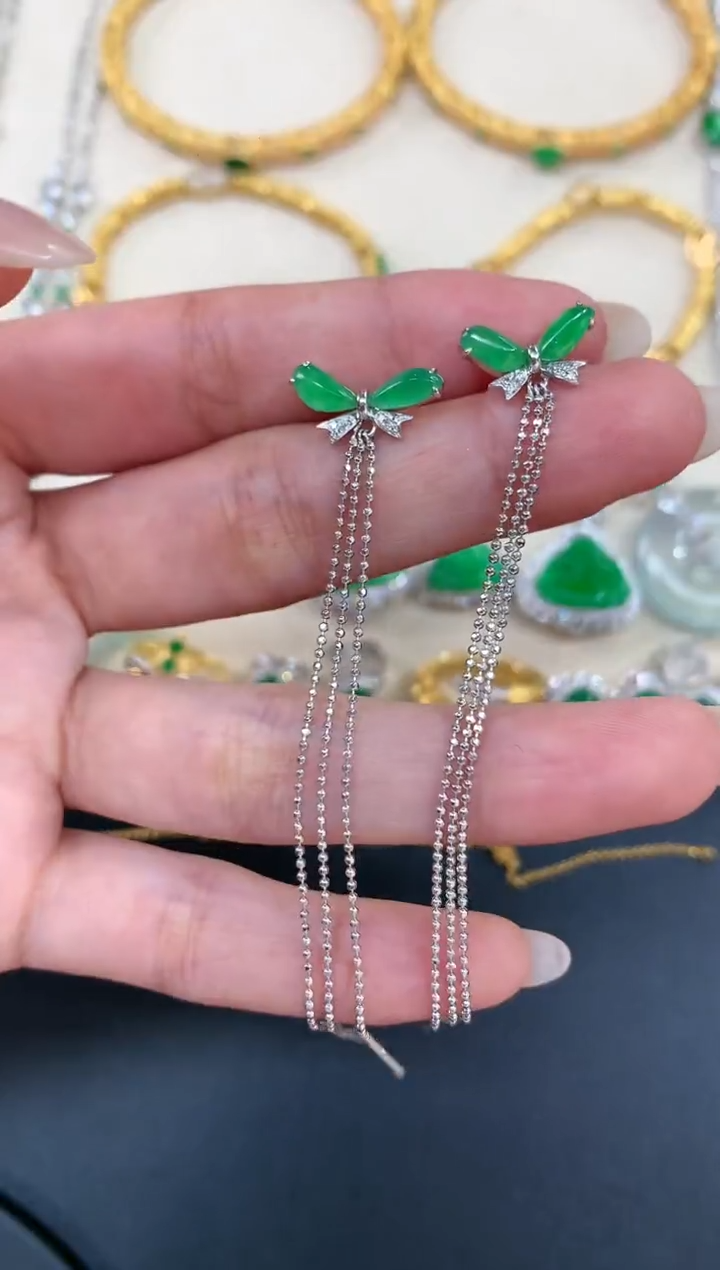 【闪购商品】翡翠耳饰18K金镶嵌A805|4980