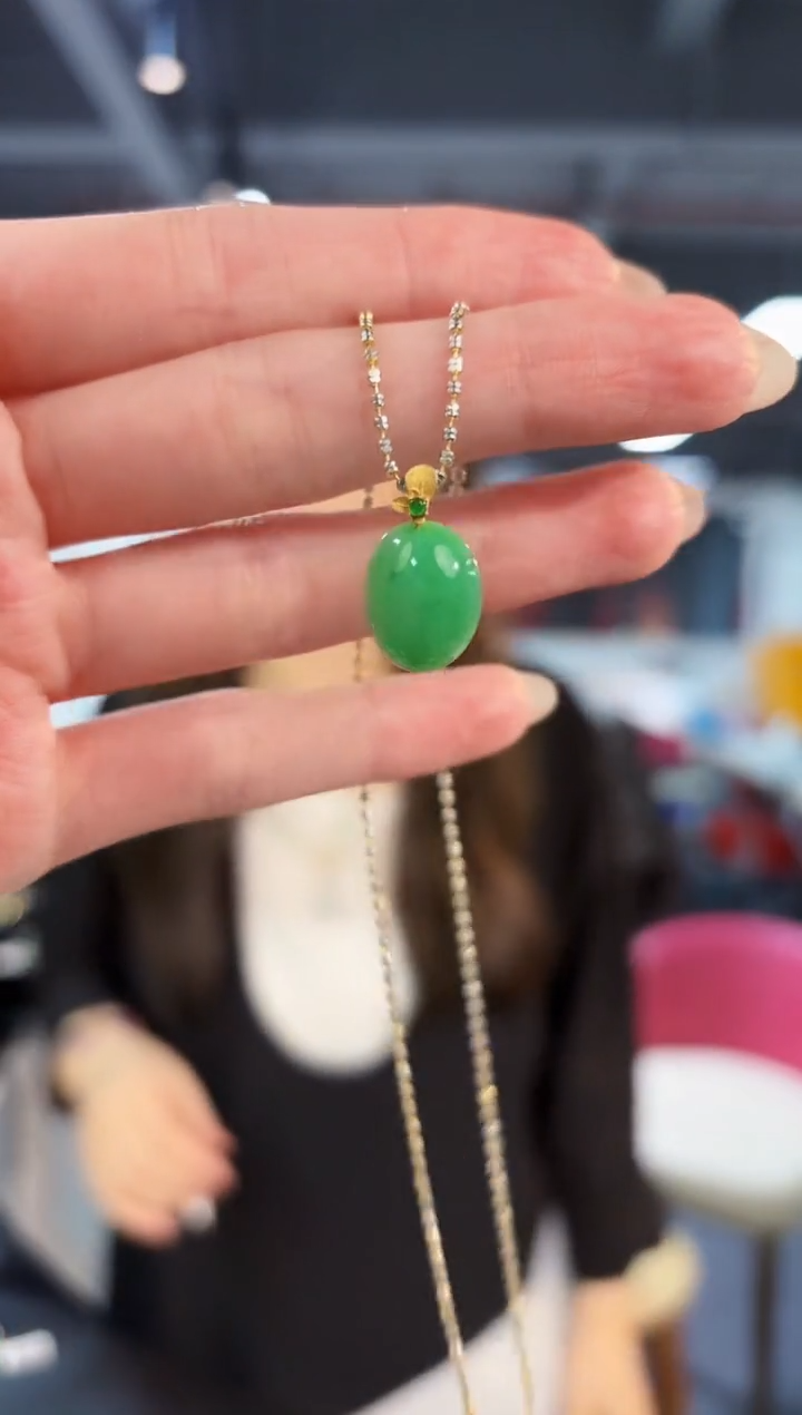 【闪购商品】翡翠吊坠(不含链)18K金镶嵌 缅料A货/支持复检/一件