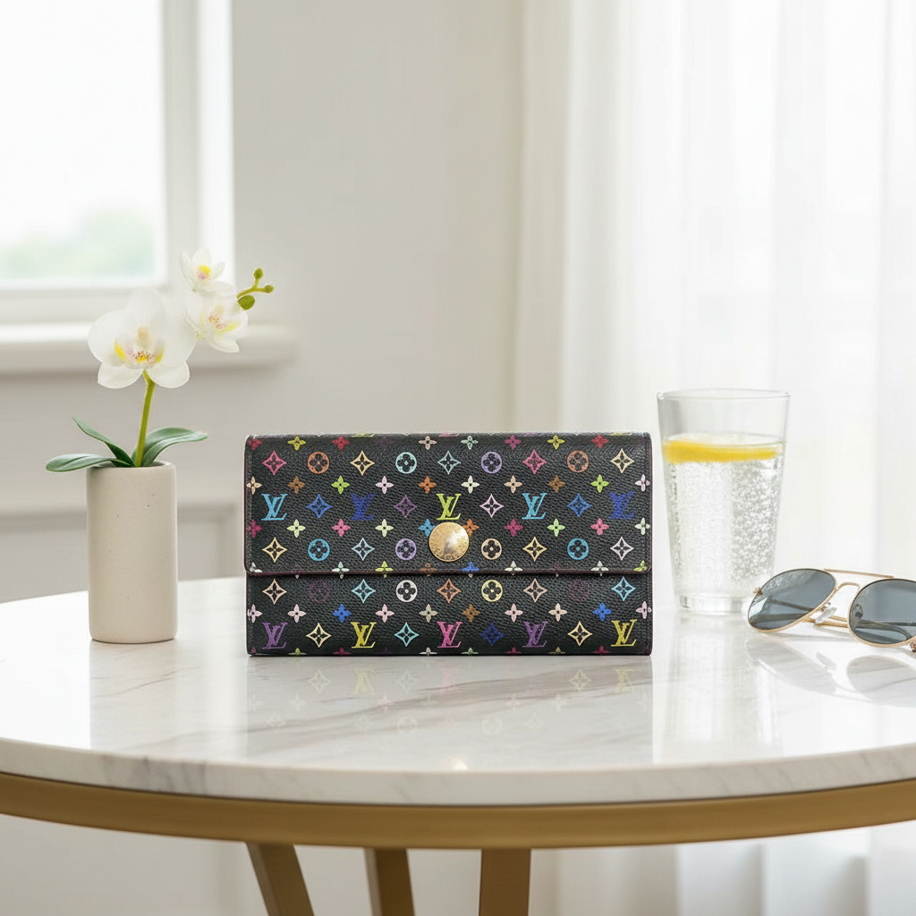 95新 LouisVuitton/路易威登   黑三彩钱包 1811 4416 