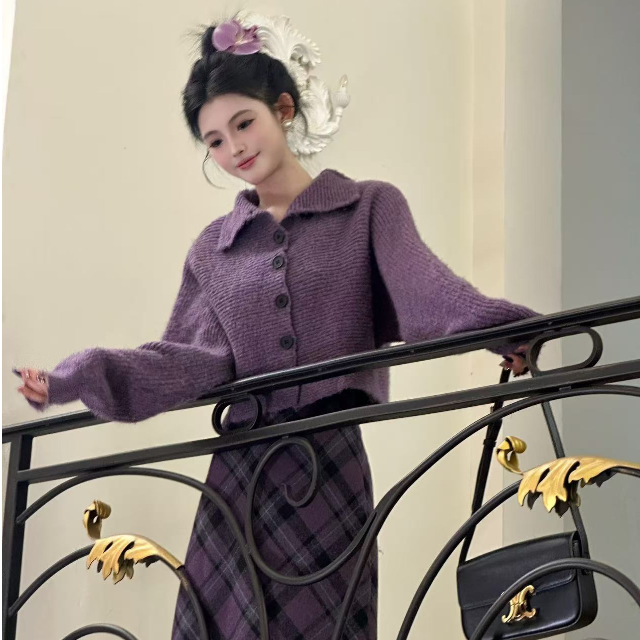 小八定制【松弛主义】25年季冬款轻奢气质百搭上衣+半裙 10247 BQJ