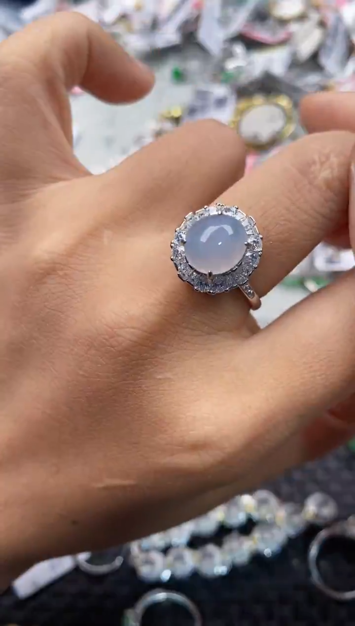 银S925镶嵌戒指翡翠666     3