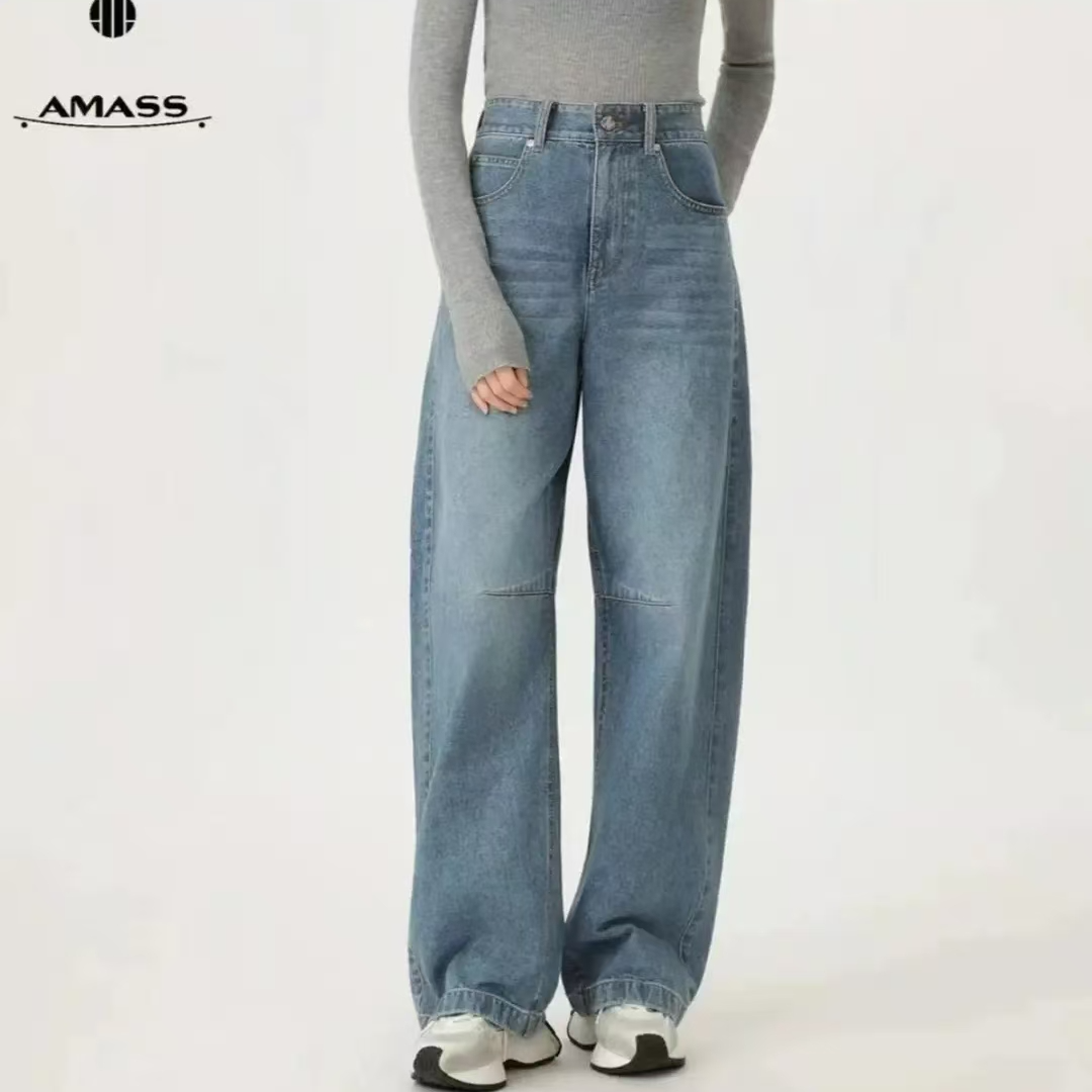 AMASS/阿玛施高腰百搭复古弯刀牛仔裤510077