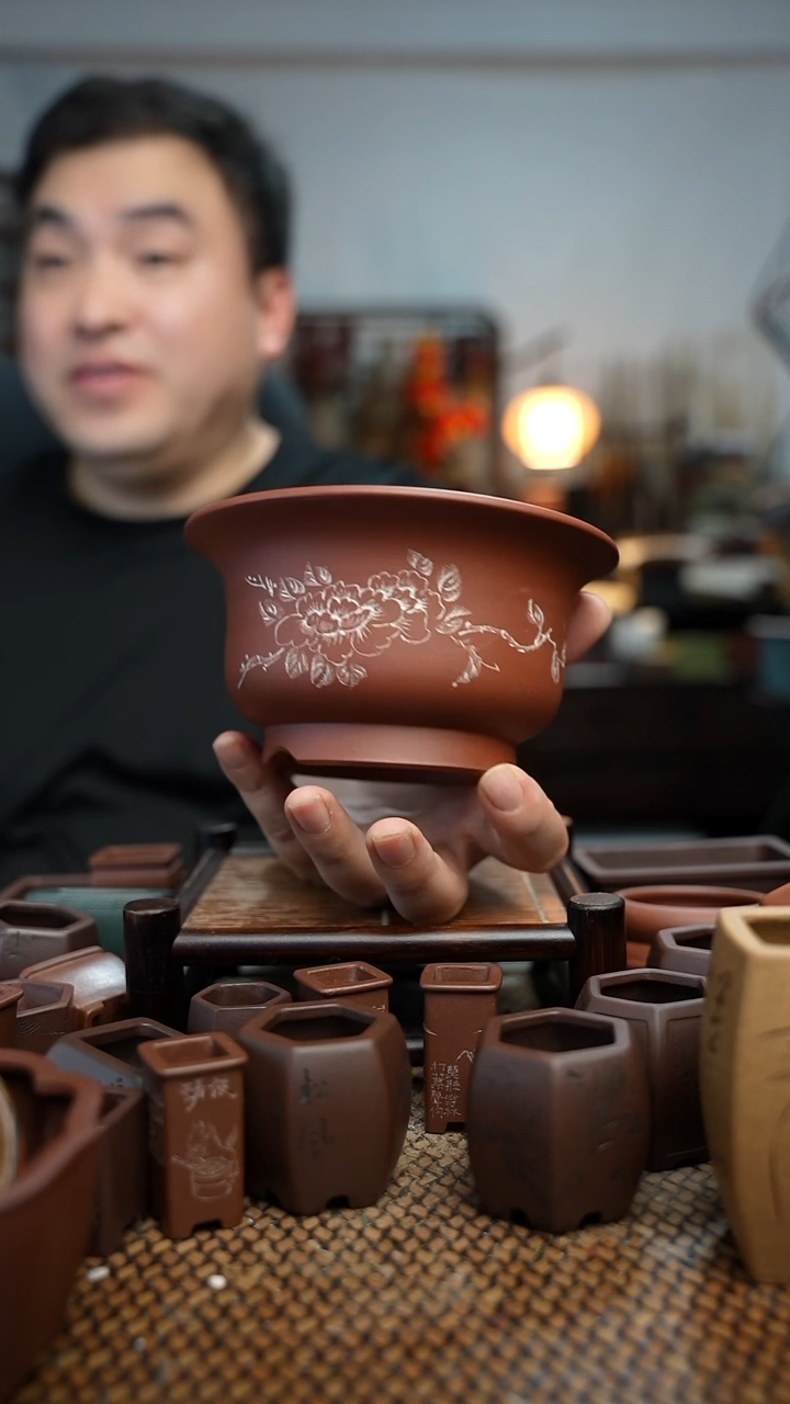 紫砂花盆長木軒精品紫砂内口11.5*6