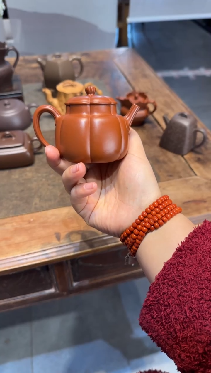 茶壶紫砂将*繁花 朱泥