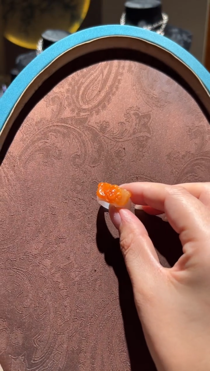 翡翠戒圈未镶嵌红翡绿翠