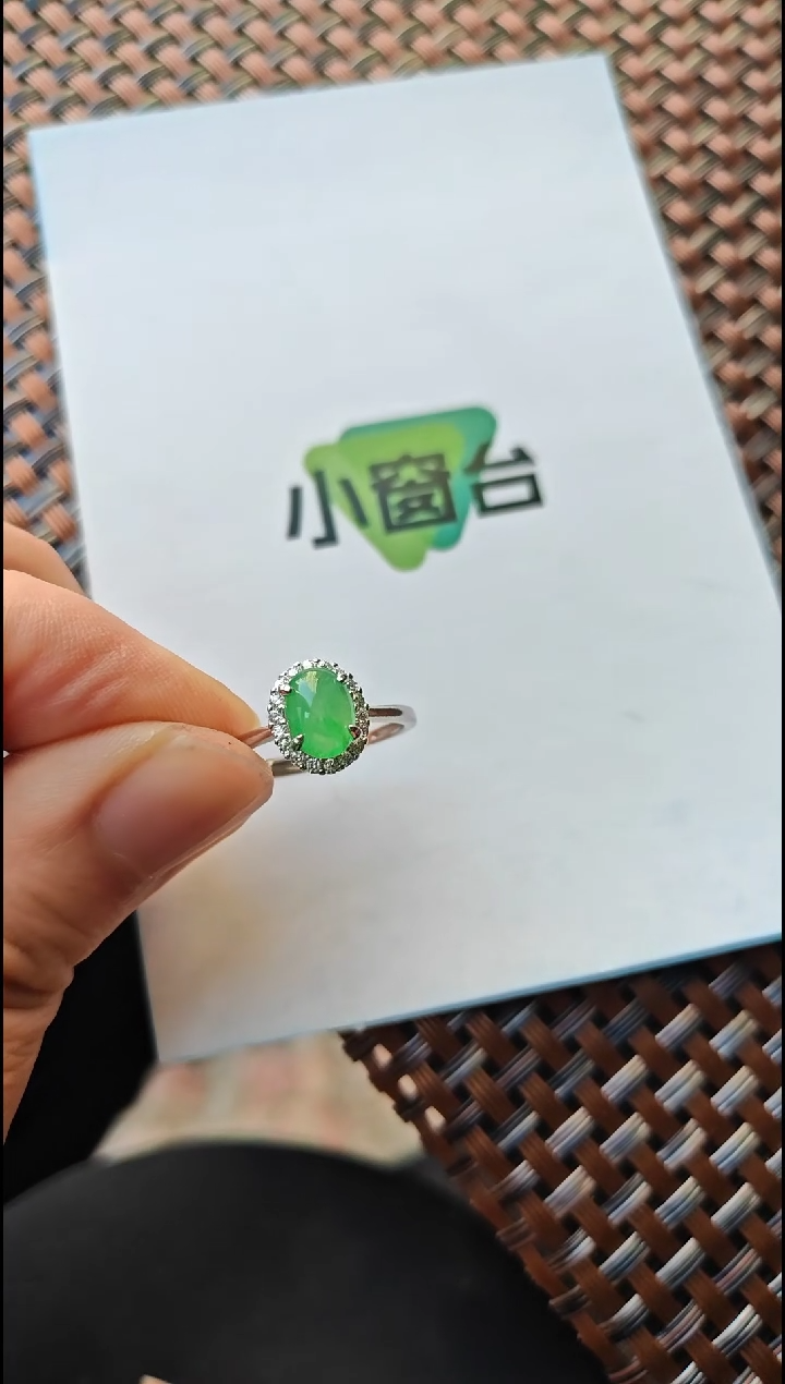 【闪购商品】翡翠戒指银S925镶嵌翡翠戒指S925银镶嵌