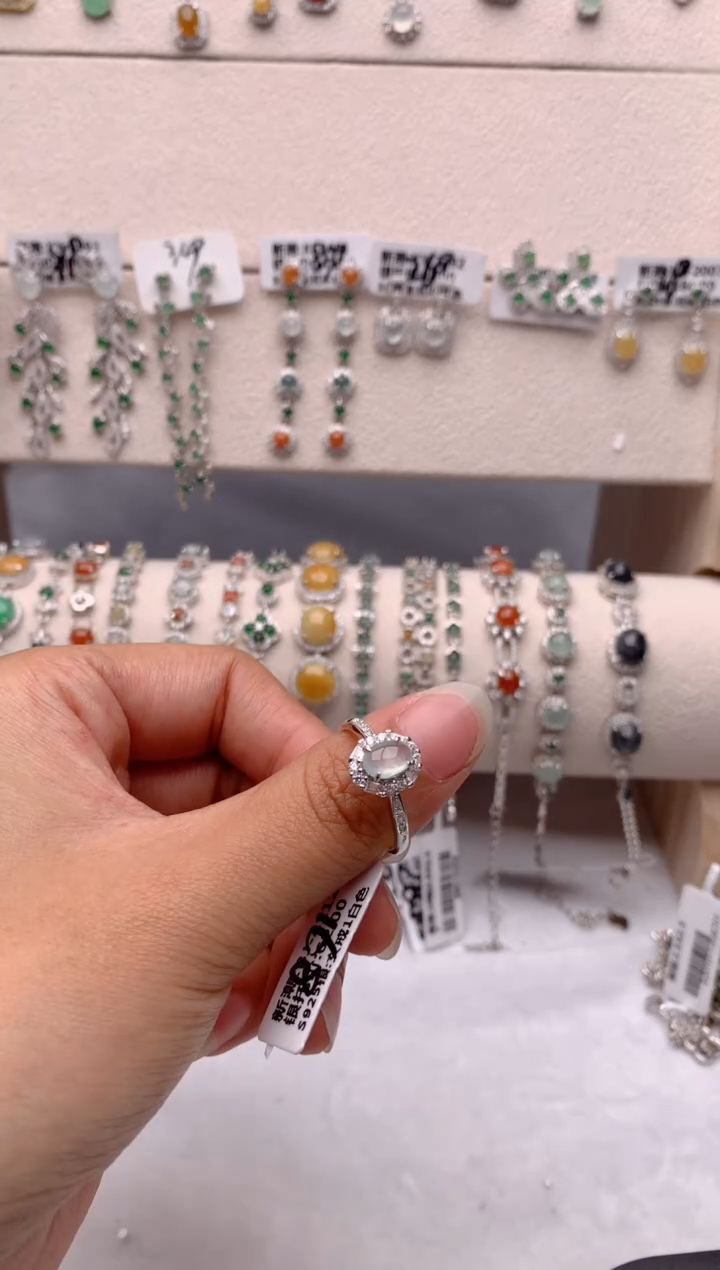 【闪购商品】翡翠戒指银S925镶嵌1号