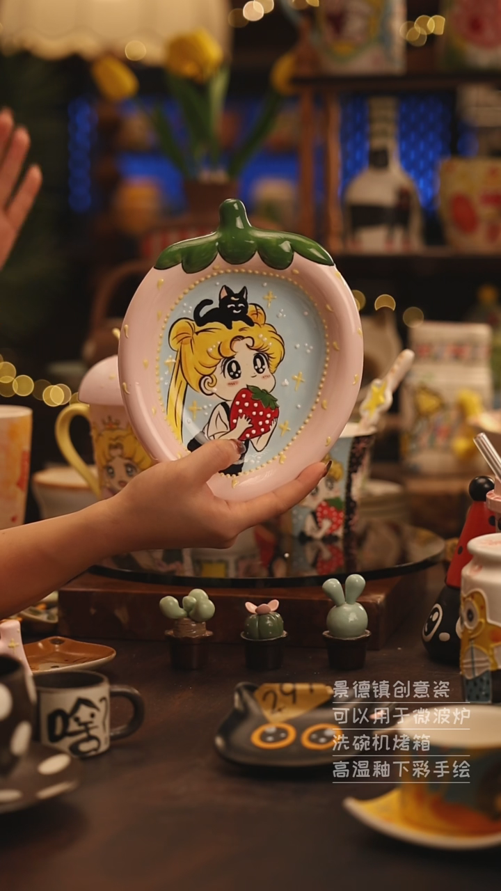 陶瓷景德镇可爱陶瓷釉下彩绘设计师款