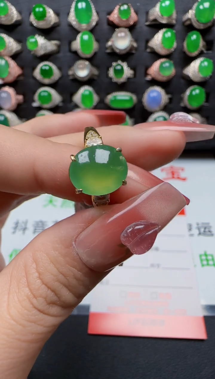 【闪购商品】翡翠戒指银S925镶嵌1363