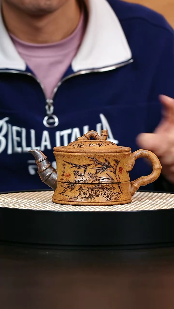 茶壶紫砂龙骨金砂柴烧一品竹段300cc