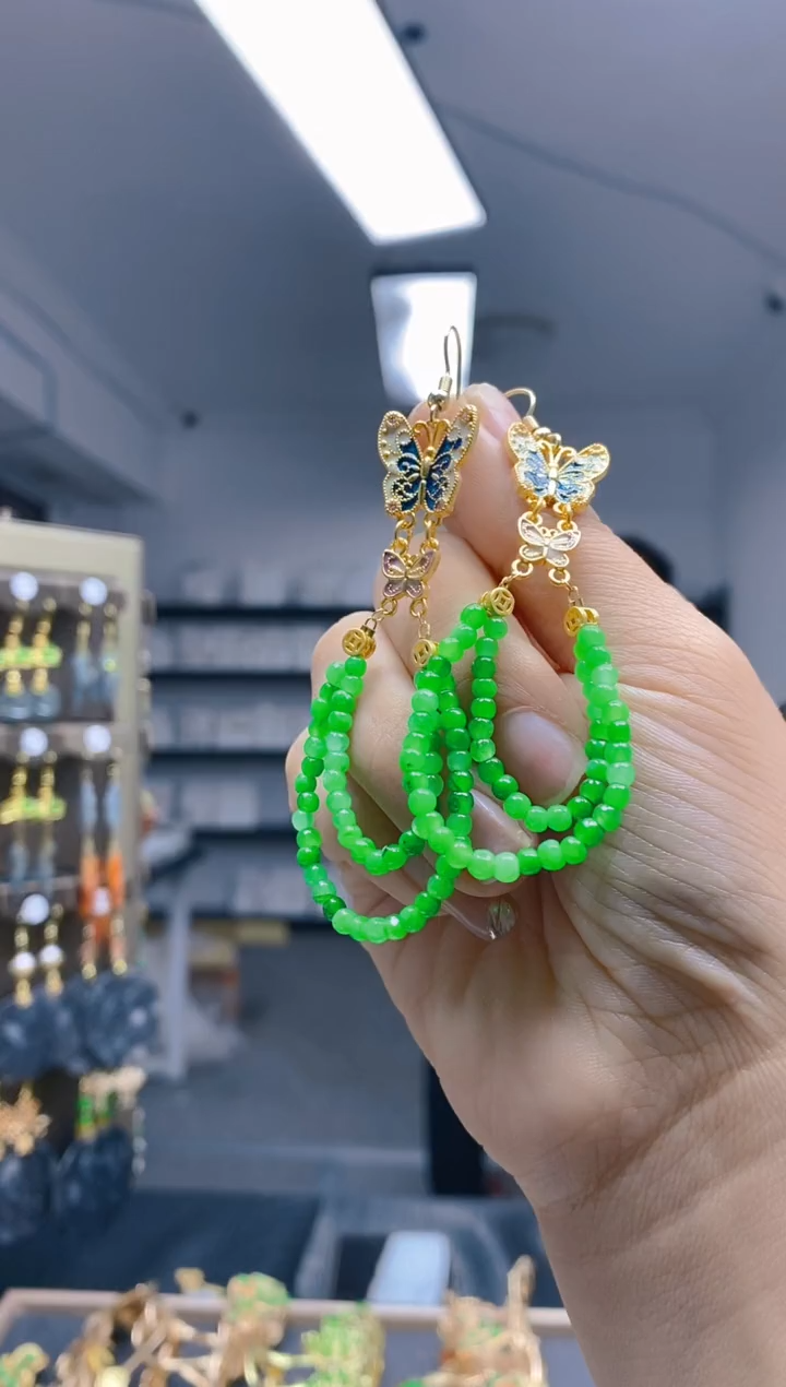 【闪购商品】翡翠耳饰合金0337翡翠耳钩