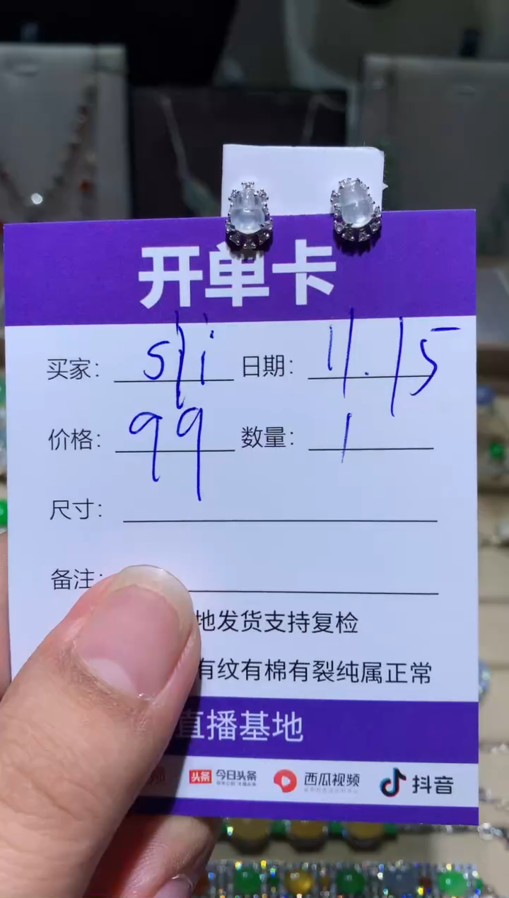 未镶嵌翡翠耳饰S***a Slina