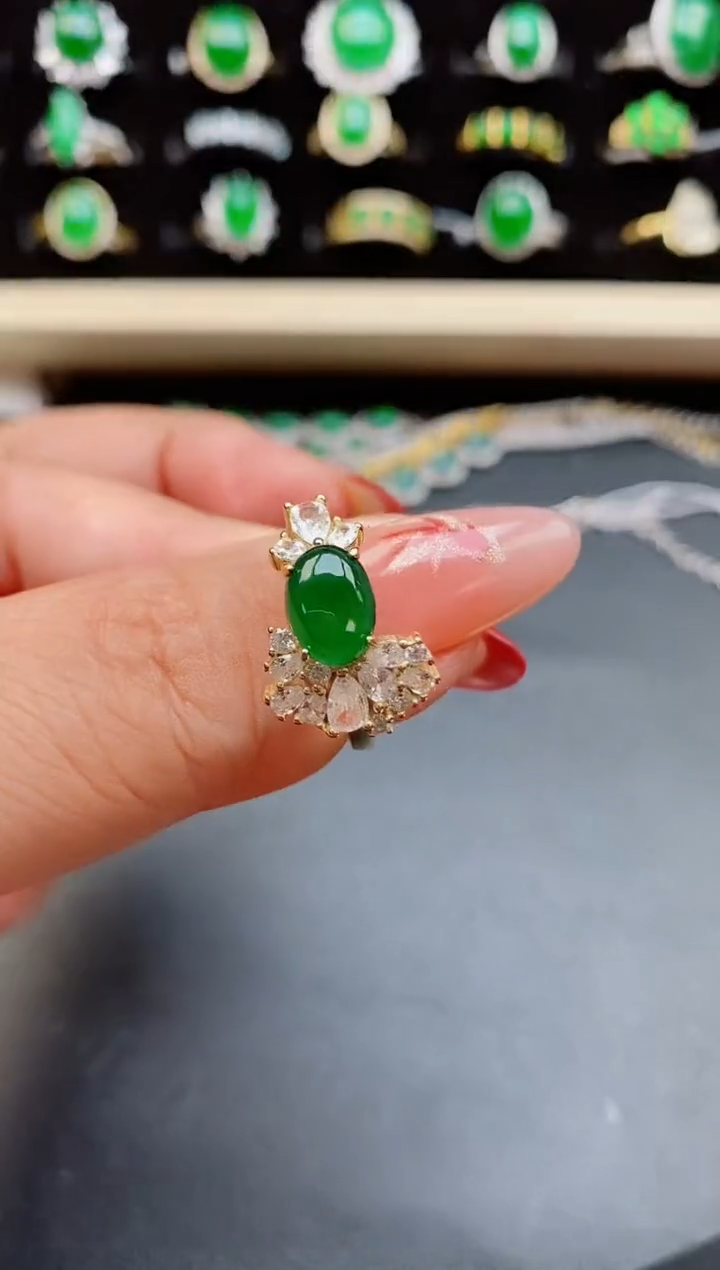 【闪购商品】翡翠戒指银S925镶嵌32132