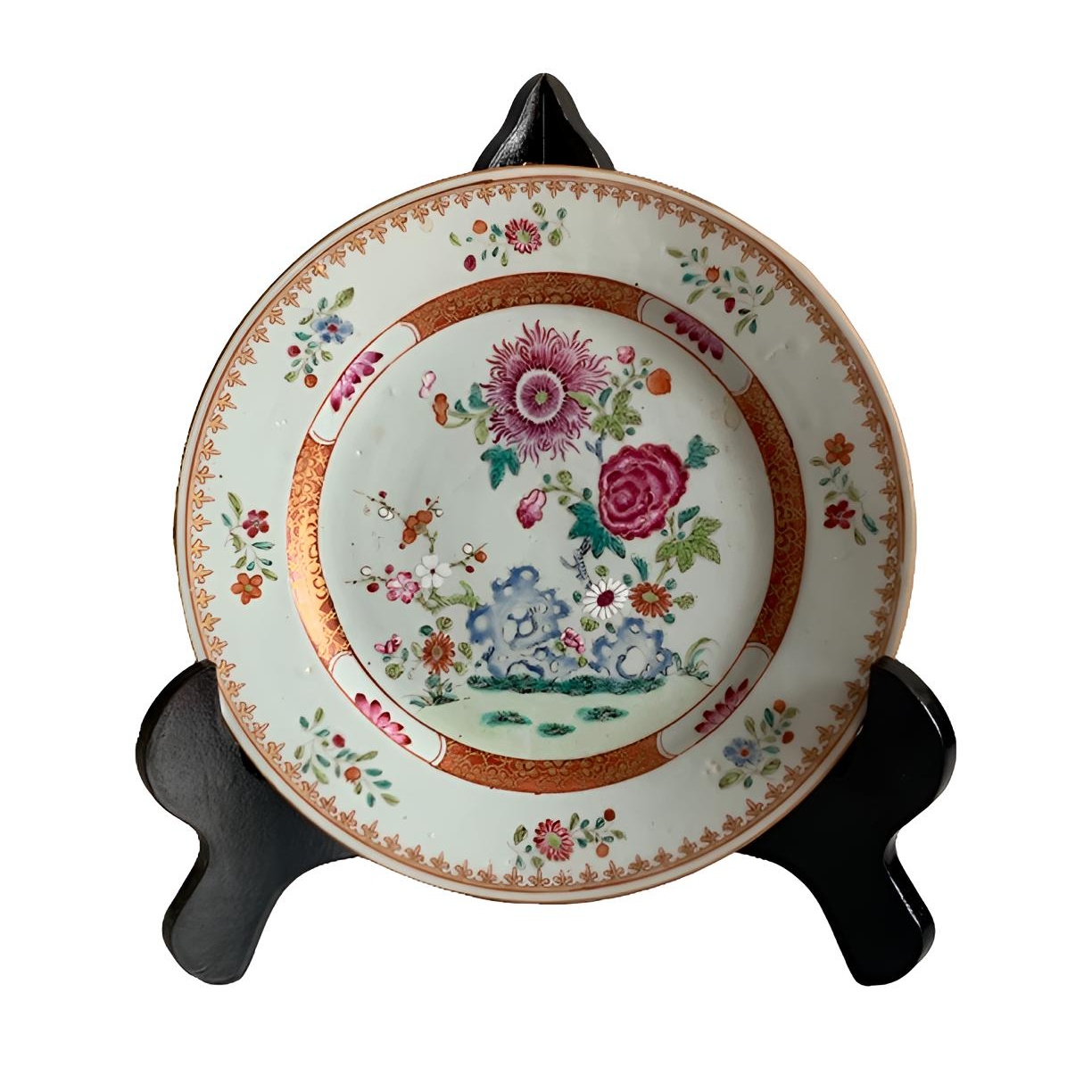 粉彩 花开富贵 陶瓷赏盘手绘盘子复古