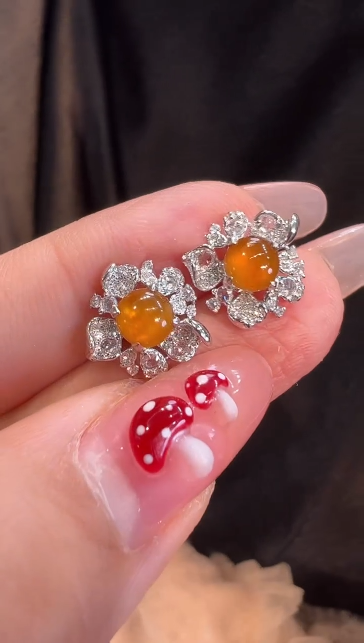 【闪购商品】翡翠耳饰18K金镶嵌耳饰