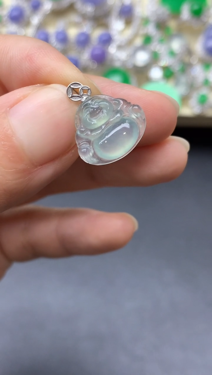 颈饰18K金镶嵌翡翠35-中国好珍宝