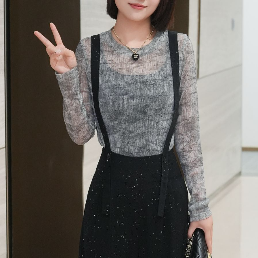 2025简约气质休闲圆领t恤长袖通勤打底流行时尚女装上衣