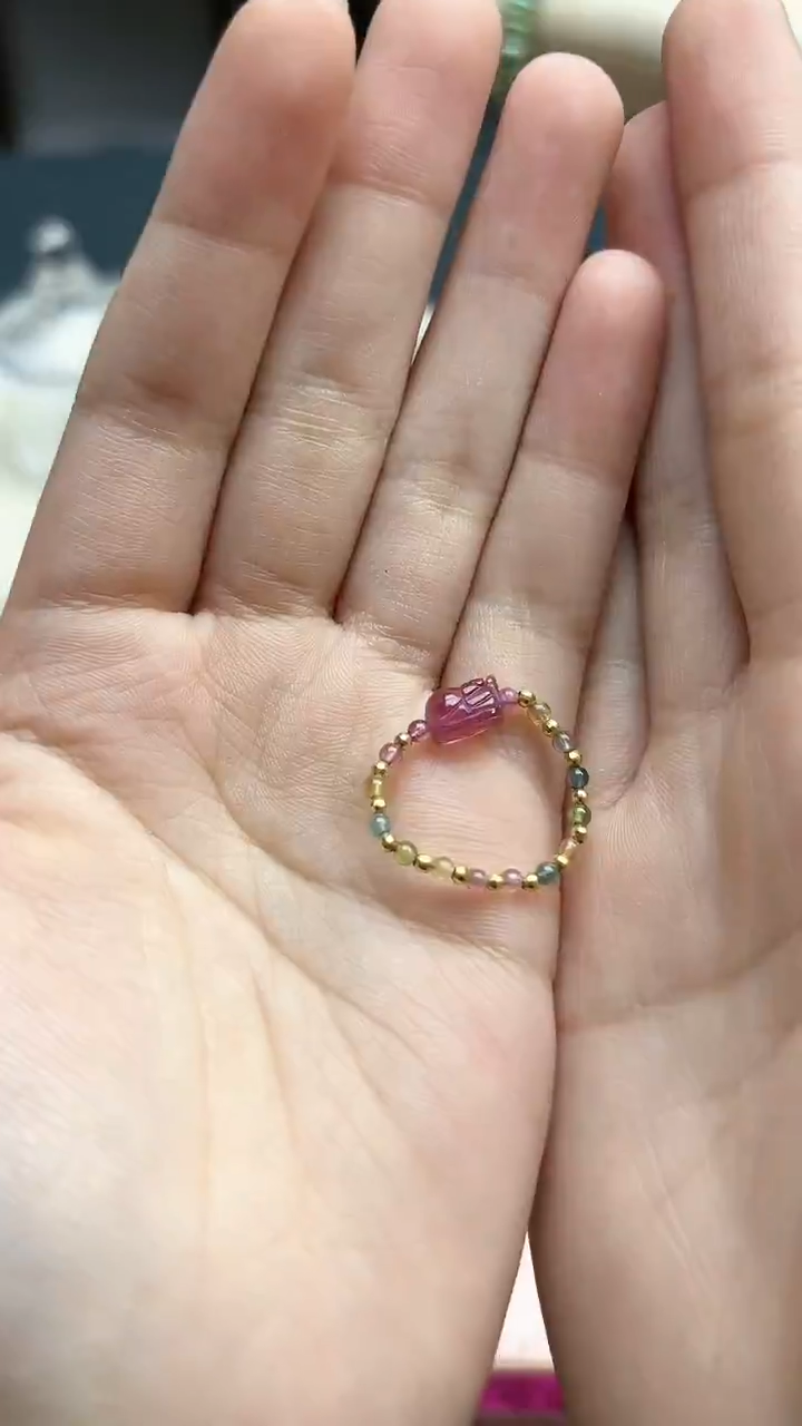 【闪购商品】碧玺戒指18K金镶嵌18k金碧玺貔貅戒指*1 QM