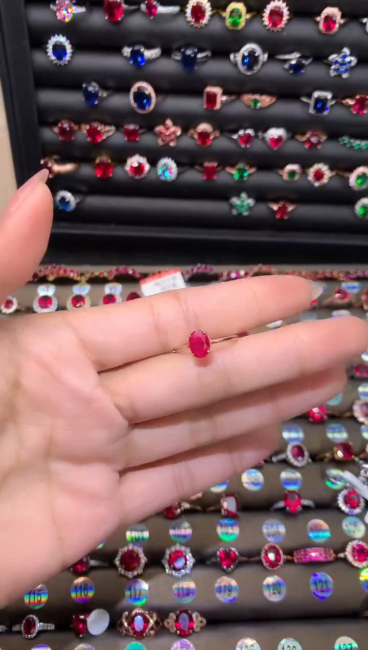 【闪购商品】红宝石戒指银S925镶嵌68玫瑰金