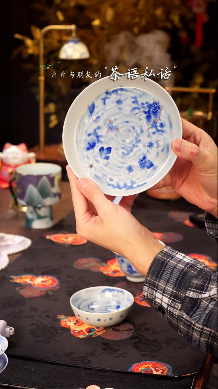独妙芳华   青花  落花流水  壶承银