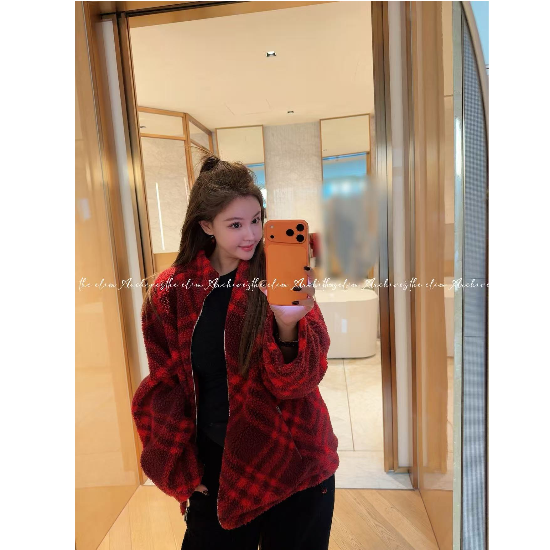 【以琳档案】“蔷薇之夜”红色格纹双面穿外套#LN029228