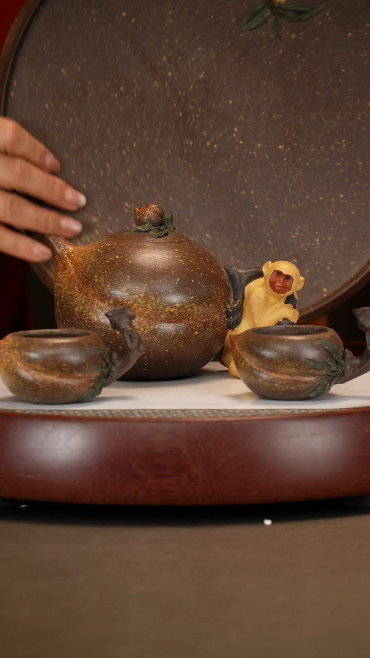 【闪购商品】紫砂茶壶【鲍宜明】寿桃套组