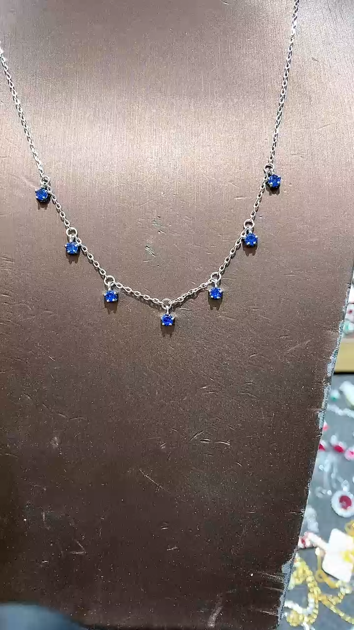 【闪购商品】蓝宝石颈饰银S925镶嵌项链