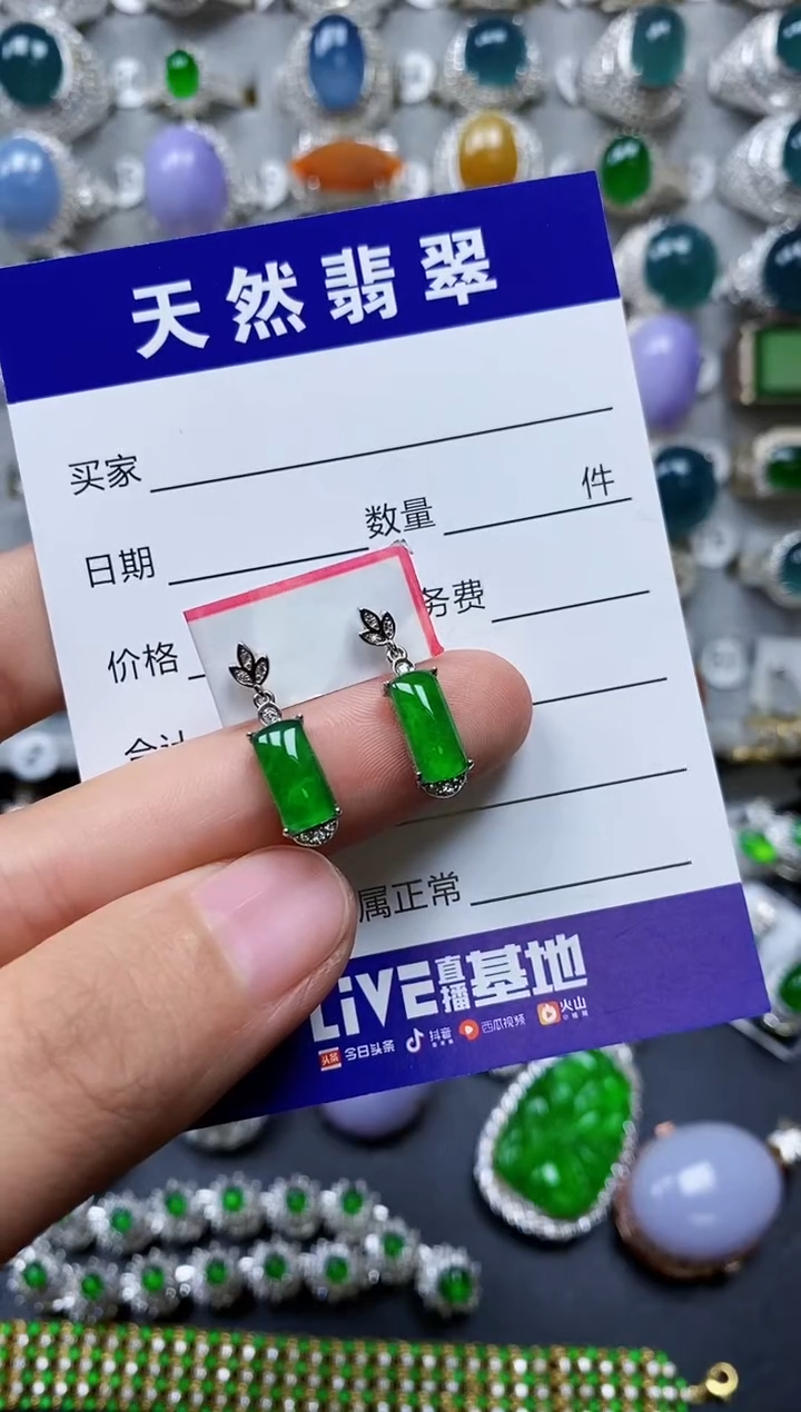 【闪购商品】翡翠耳饰银S925镶嵌0400