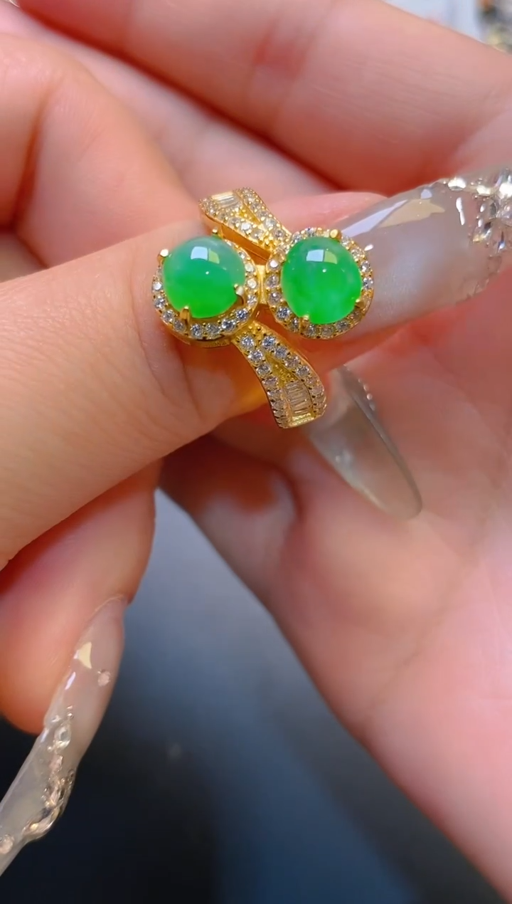 【闪购商品】翡翠耳饰银S925镶嵌天然A货翡翠1