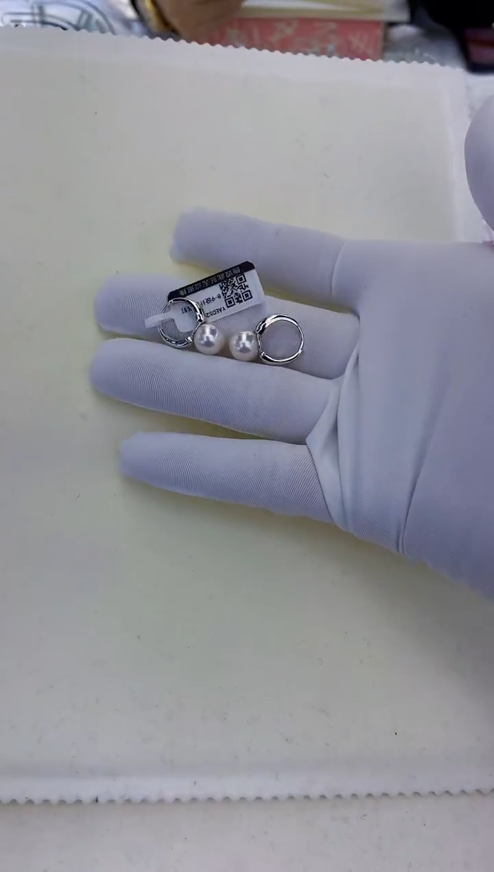 银S925镶嵌饰品海水珍珠设计款耳扣