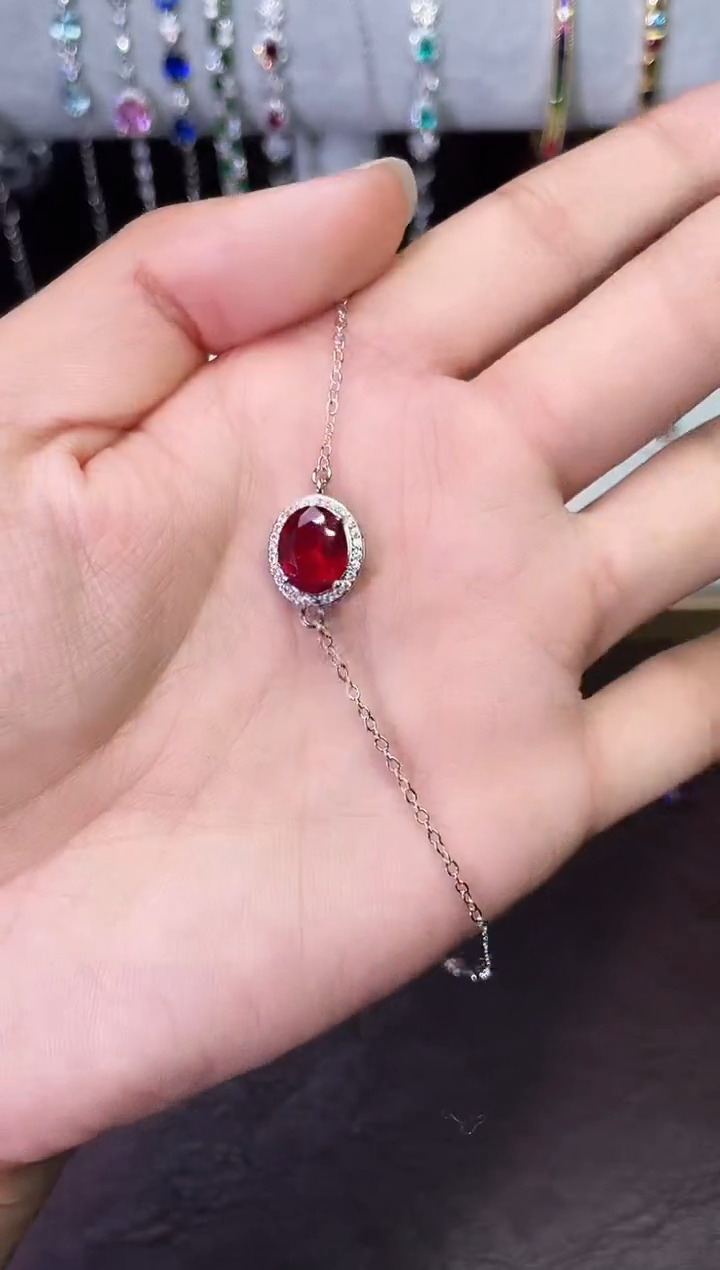 合金合成钻石红宝手链