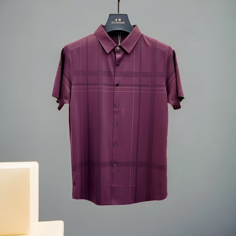 【短袖衬衫6226】男士品牌原单商务绅士经典时尚锦氨无痕短袖衬衫