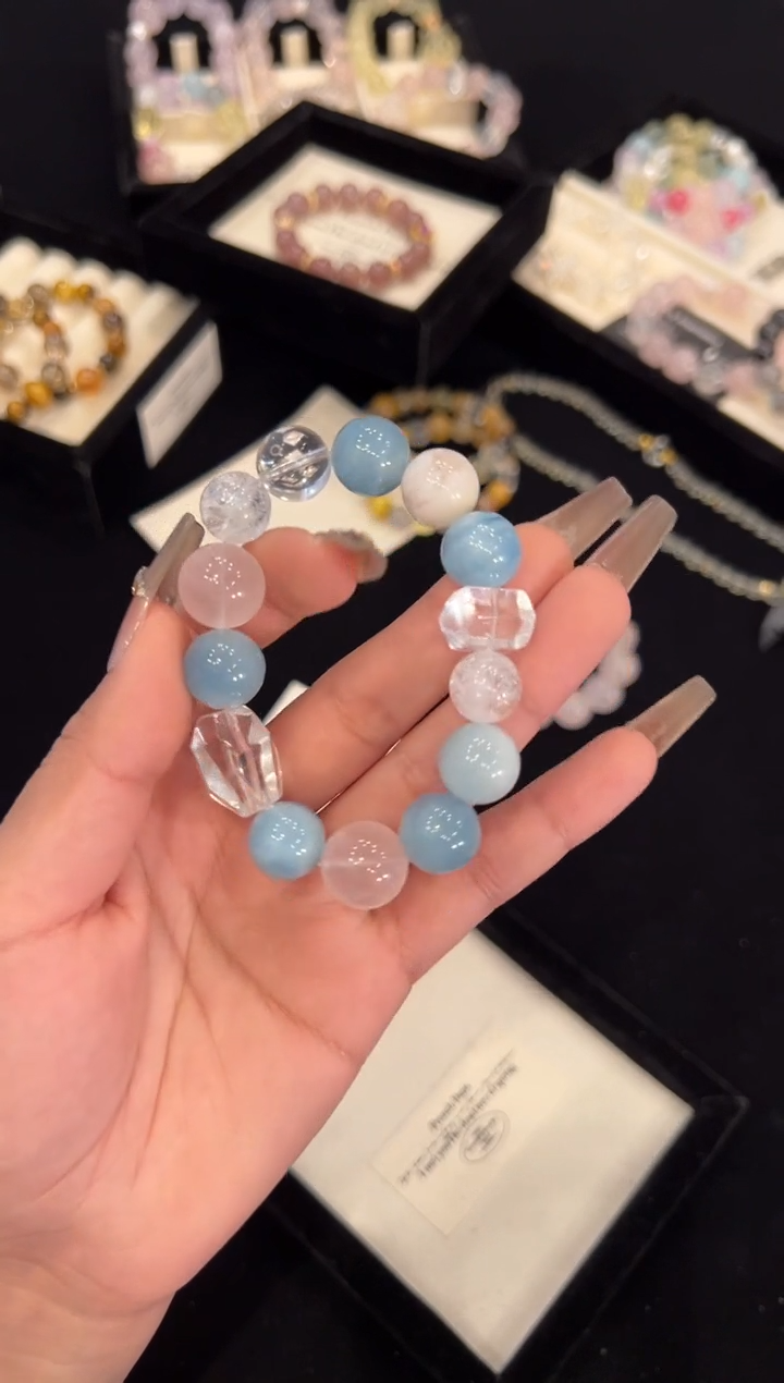 【闪购商品】水晶手链合金海蓝宝手链x1451