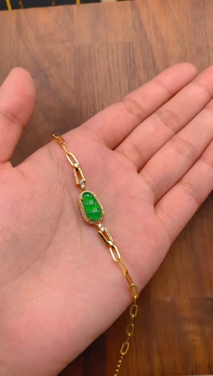 【闪购商品】翡翠手链银S925镶嵌豆子手链