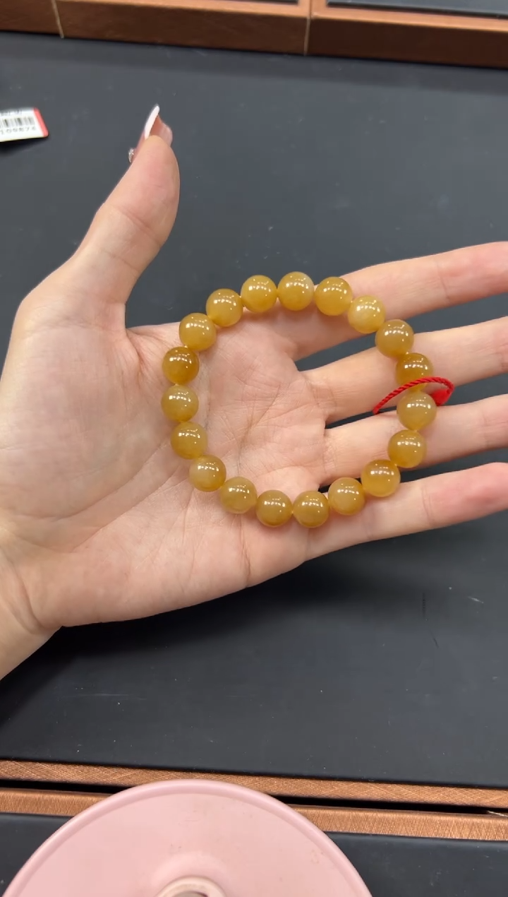【闪购商品】和田玉手串未镶嵌且末金山微色差卡10手串
