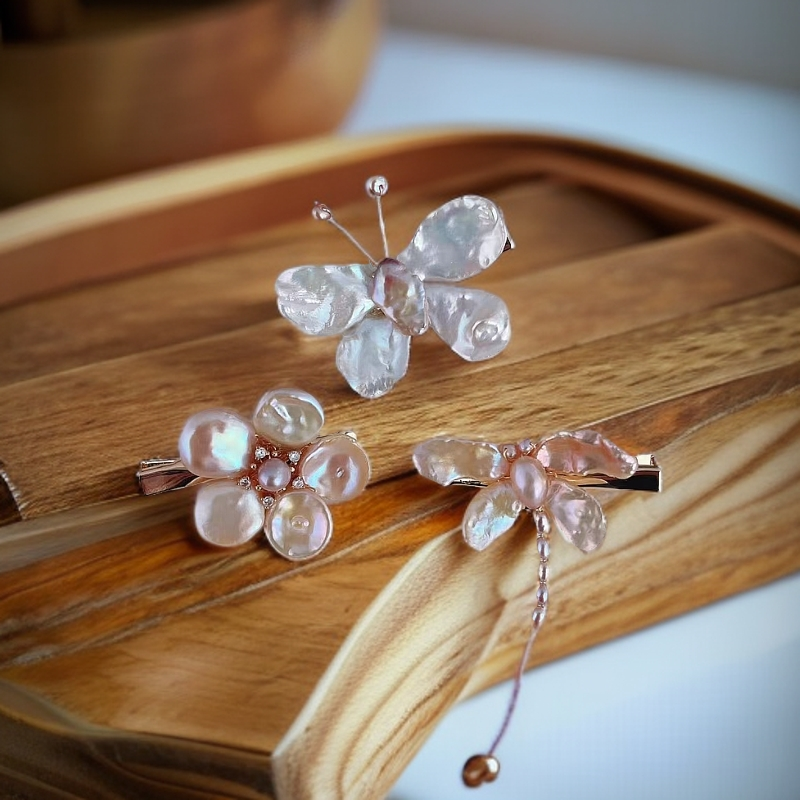 天然巴洛克仙气配饰夹子手工饰品，孤品鸭嘴夹发夹甜美清新发卡