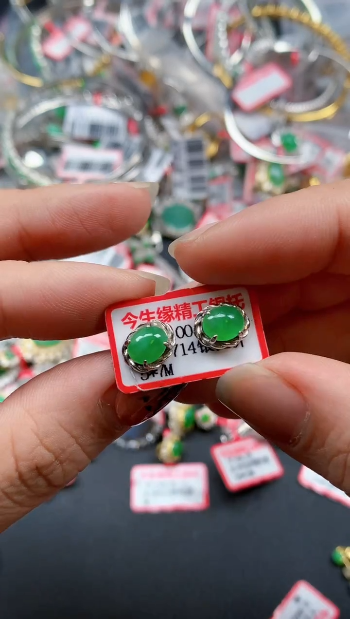 银S925镶嵌戒指翡翠天然A货缅甸翡翠