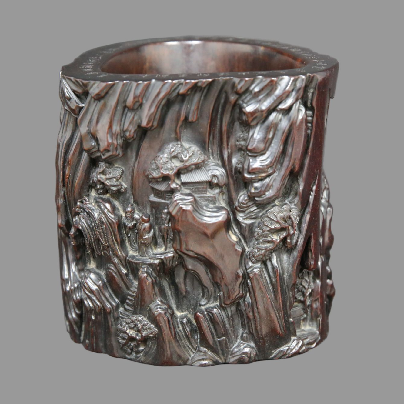 清代  紫檀人物故事笔筒  延长质保期7天 百日大优惠