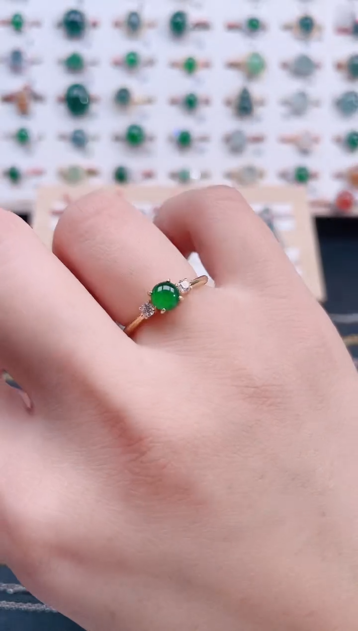 银S925镶嵌戒指翡翠天然翡翠