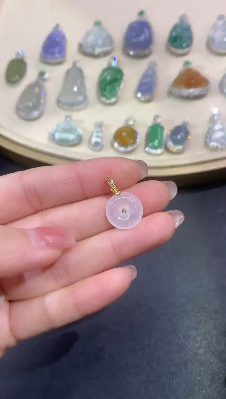 吊坠(不含链)18K金镶嵌翡翠A534|980