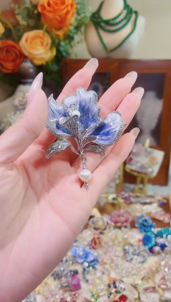 合成立方氧化锆铜合金紫瓣兰心