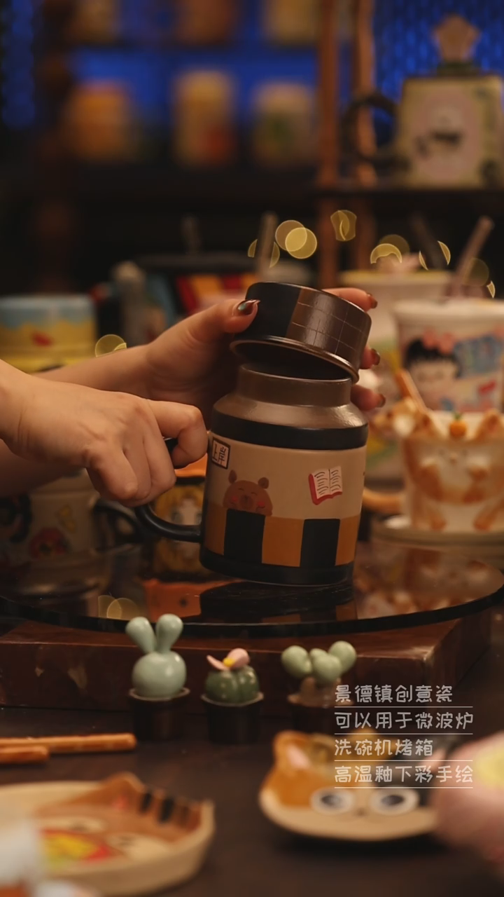 陶瓷景德镇可爱陶瓷釉下彩绘设计师款