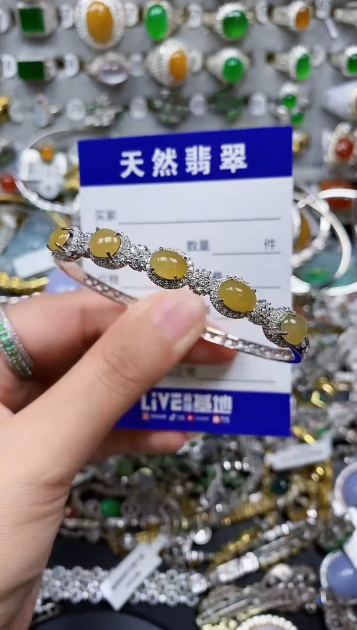 【闪购商品】翡翠手镯银S925镶嵌0071